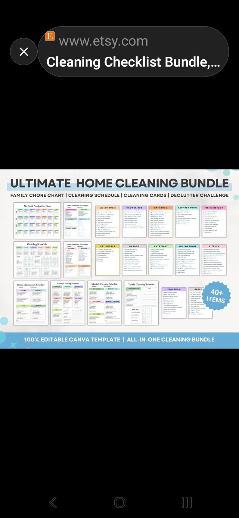Mega Cleaning Checklist Bundle Printable and Fillable PDF Weekly Room ...