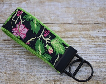 Mini key fob/Floral Jacquard Ribbon / Ready to Ship