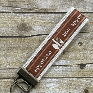 Keyfob wristlet  / Bon Appetite / Key Fob / Key chain / Ready to Ship