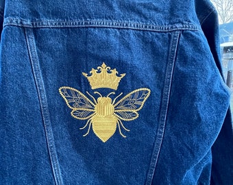 Embroidered Denim Jacket / Queen Bee