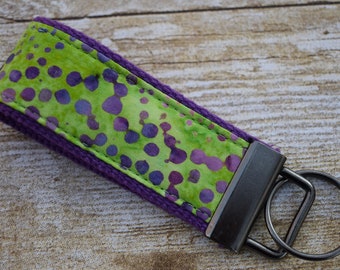 Mini key fob/ Green Batik / Ready to Ship