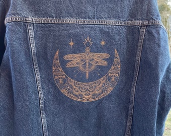 Embroidered Denim Jacket / dragonfly