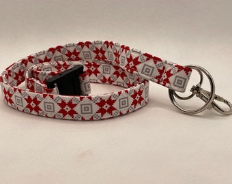 fabric lanyard -  keys- whistle - ID Badge - Breakaway Clasp