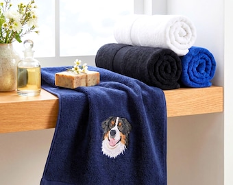 Embroidered Dog Bath Towel - Hand Towel With Dog Photo - Custom Pet Towel - Dog Memorial Towel Gift - Father's Day Gift For Husband
