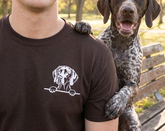 Embroidered Dogfather Gsp Shirt With Pet Portrait From Photo - German Shorthaired Pointer Tee - Dog Dad Gift - Pet Lover Gift For Husband