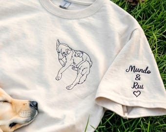 Custom Dog Mom Portrait Shirt from Photo, Embroidered Pet Shirt, Personalized Gift for Dog Mom, Mother’s Day Gift