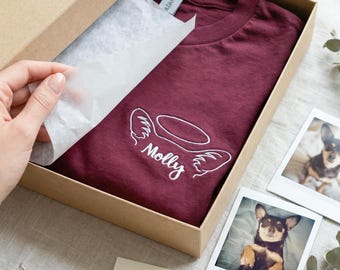 Custom Embroidered Pet Memorial Shirt, Personalized Cat And Dog Mom Shirt With Pet Ear, Dog Or Cat Loss Gift Gifts For Grieving Pet Moms