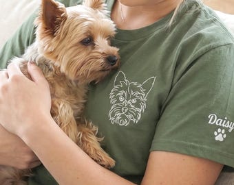 Yorkie Shirt For Women - Custom Embroidered Yorkie Mama T-shirt With Portrait From Photo - Chorkie Tee - Pet Memorial Gift