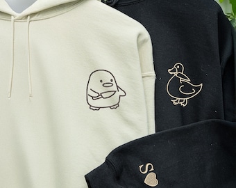 Cute Goose Penguin Duck Hoodies - Matching Hoodies for Couples Goose - Embroidered His and Hers Hoodie - Anniversary Gift For Boyfriend