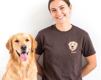 Your Dog Outline Tshirt - Custom Embroidered Tshirt With Pet Picture - Dog Owners Tee - Dog Mom Gift, Mother's Day Gift