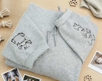 Custom Embroidered Dog And Cat Ears Hoodie From Photo - Personalized Pet Ear With Name - Sentimental Pet gifts for Her