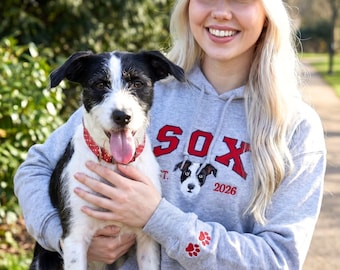 Dog Mom Hoodie - Custom Embroidered Pet Portrait Sweatshirt From Photo - In Memory Of Dog Sweater - Pet Memorial Gift For Dog Moms