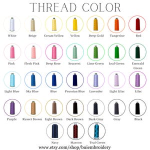 May include: A color chart displaying thread colors, including white, beige, cream yellow, yellow, deep gold, tangerine, and red. Additional colors include pink, flesh pink, deep rose, seacrest, lime green, leaf green, and emerald green. The chart also shows light blue, sky blue, blue, prussian blue, lavender, light lilac, and lilac.