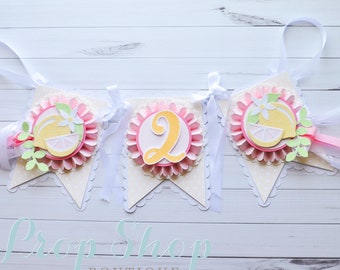 Pink Lemonade Banner,  Lemon Banner,  Pink Lemonade High chair banner, Pink Lemonade Birthday Hat