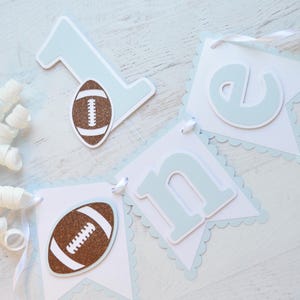 Football ONE High Chair Banner, 1st Year Down Birthday Decorations, Preppy Sports Party Decor