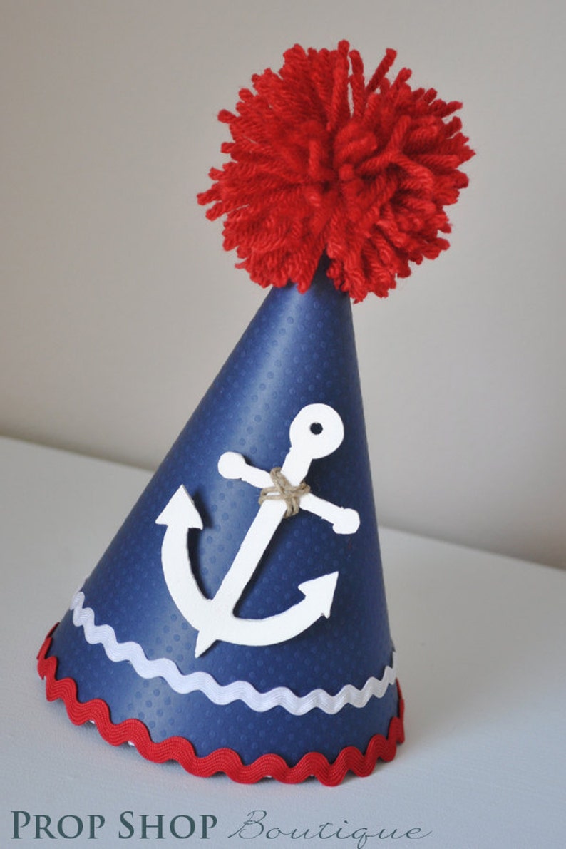Anchor Birthday Party Hat Nautical Birthday Hat Sailor Etsy