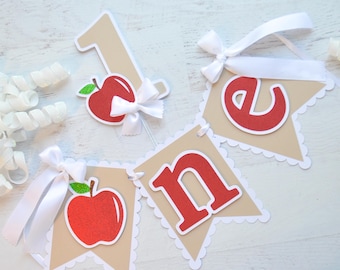 Apple 1st Birthday Banner, Farmers Market Theme, Cake Topper