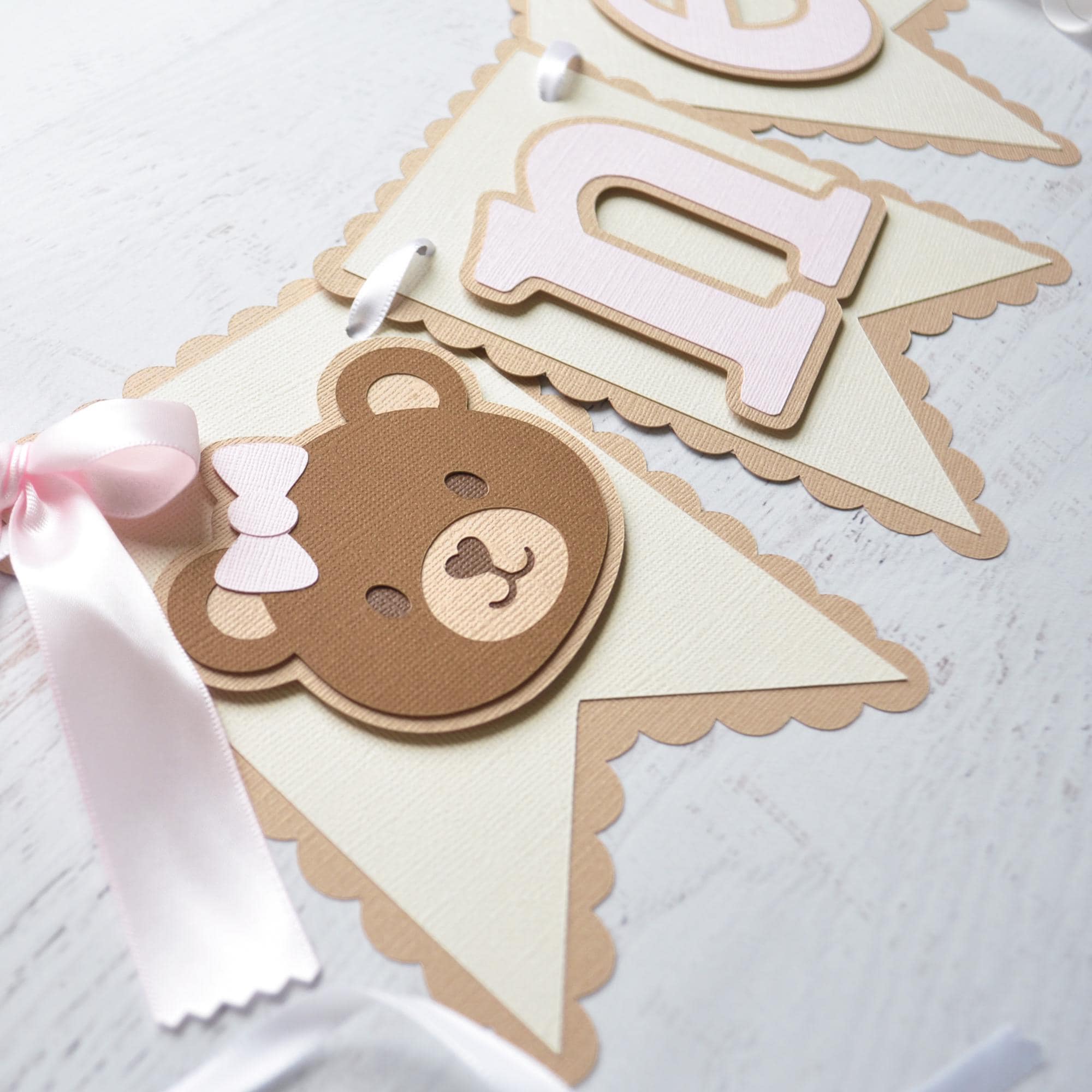 Pink Teddy Bear First Birthday Banner, Bear Cake Topper, Beary First ...
