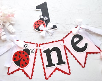 Ladybug High Chair Banner, First Birthday, Love Bug Theme