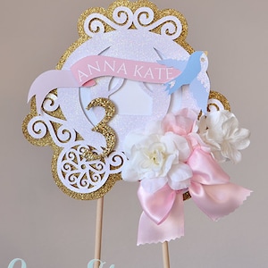 Cinderella Birthday Cake topper - Princess birthday party - Princesses Cake Topper - Cinderella party decor- Girl Party - Blue Theme Party