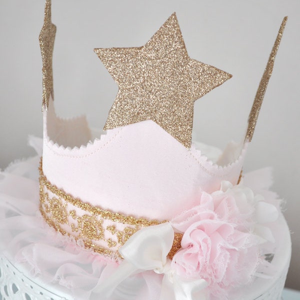 First Birthday Crown, Pink Twinkle Little Star Birthday, Star Crown, Flower Girl Crown