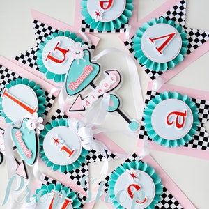 Retro 50&#39;s Diner Sock Hop Party Birthday Banner, she&#39;s the one, 1950&#39;s retro first birthday