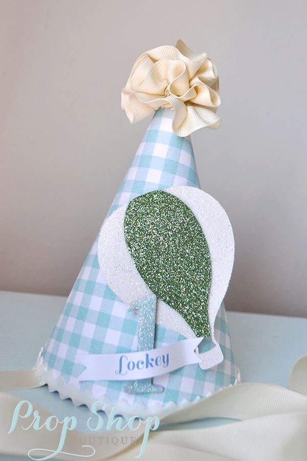 Little Boy's Hot Air Balloon Birthday Party Hat, Hot Air Balloon Cake