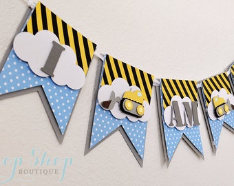 Construction Birthday Banner, Construction High Chair Banner, Big Trucks Banner, Big Trucks Banner, Tractor Cake Smash