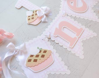 Sweetie Pie First Birthday High Chair Banner & Cake Topper, Pink Gingham Girl’s 1st Birthday Decorations
