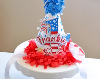 Fourth of July Birthday Party Hat, Independence Day Party Hat, 4th of July Birthday Hat