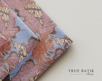 Handgezeichneter Phoenix Batik Stoff - Javanische Baumwolltulpe, Botanisches Motiv