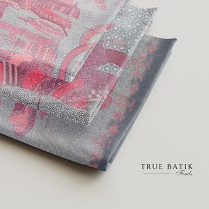 Handritad Batik Tulis: Motivberättelse Wayang Tanahan Cecek Sawut, javanesisk batik (250 x 105 cm)