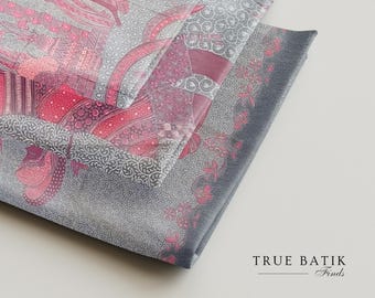 Handgezeichnete Batik Tulis: Motiv Erzählung Wayang Tanahan Cecek Sawut, javanische Batik (250 x 105 cm)