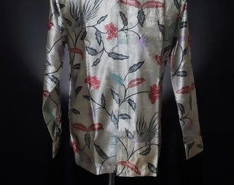 Florale Synthetik Batik Shirts langarm