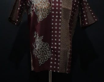 Moderne Mix Floral Pfau Baumwolle Batik Shirts