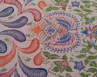 Floraler Batik Stoff - Handbemalte Indonesische Baumwolle, 2,5 Meter