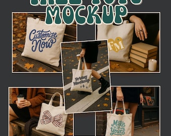 Fall Tote Bag Mockup Five Pack, Fall Realistic Canvas Tote Bag Mockup, Fall Mockup, PNG Download, Fall Tote Bag Mockup, POD, Liberty Bag