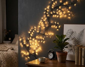 Guirnalda de luces Willow Vine, 2,3 m, LED blanco cálido, decoración de pared con temática de bosque encantado.