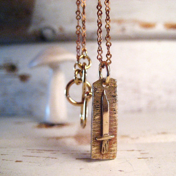 Tiny Dagger bronze necklace