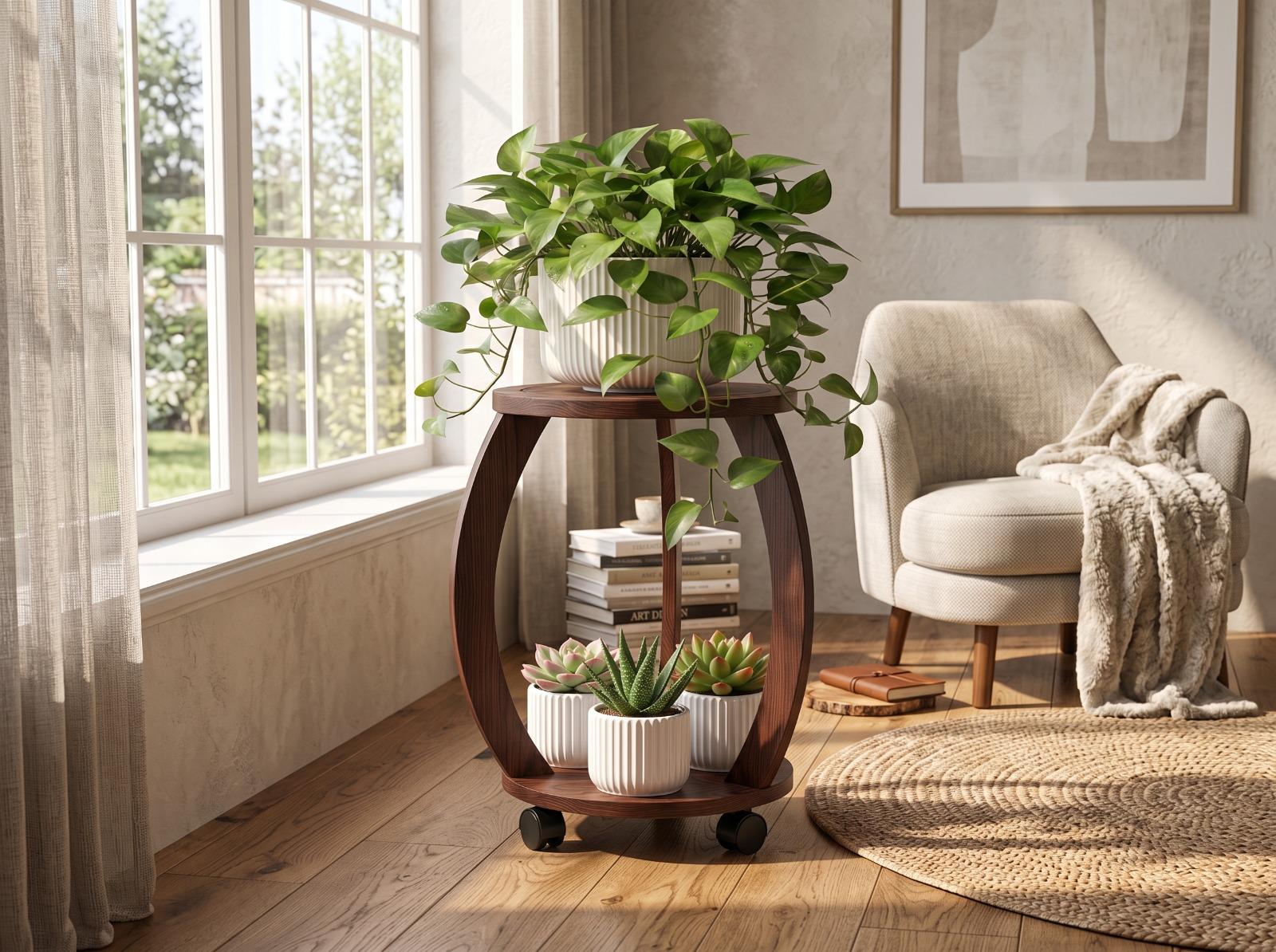 Plant stand with wheels