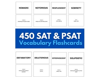 SAT- en PSAT-woordenschat Flashcards | 450 hoogfrequente woorden | Afdrukbare pdf