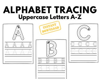Werkblad alfabet overtrekken in hoofdletters (A–Z) | Direct downloaden