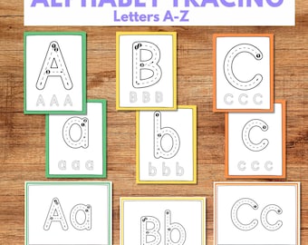 Afdrukbare alfabetkaarten | Hoofdletters en kleine letters A–Z | ABC-werkblad