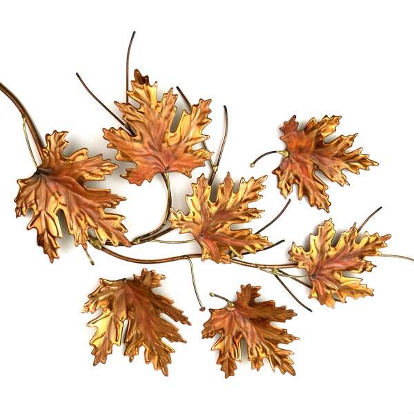 RESERVED vtg copper leaf wall hanging, a few leaves broke off/separated