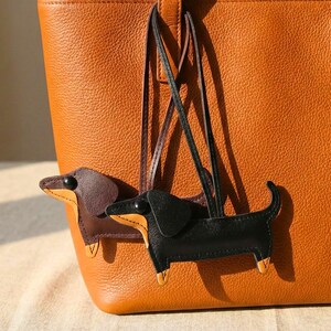 Dachshund Leather Bag Charm, Weiner Dog Ornament, Dog Memorial Gift, Handmade Keychain, Dachshund Gifts, Cute Dog Car Charm, Purse & Handbag