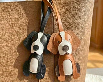 Cute Beagle Dog Bag Charm, Leather Puppy Purse Charm, Dog Keychain Accessory, Hound Dog Gift, Gifts for Beagle Owners, Pet Memorial Gift