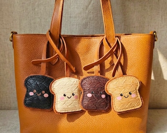 Funny Toast Bag Charm, Cute Bread Keychain, Kawaii Purse Charm, Funny Gifts for her, Burnt Toast, Creative & Unique Presents for Friends