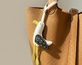 Seagull Leather Bag Charm, Cute Bird Keychain, Funny Bird Purse Charm, Handmade Bird Lover Gift, Fun Handbag Accessory, Beach Bird Decor
