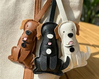 Colgante de piel de Labrador Retriever para bolso, llavero de Labrador dorado, negro y blanco, regalo para amantes de los perros, colgante de Golden Retriever para bolso, regalo de Labrador hecho a mano