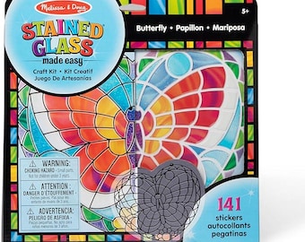 Melissa & Doug Stained Glass Butterfly Kit 140Stickers DIY Suncatcher Craft for Kids Ages 5+